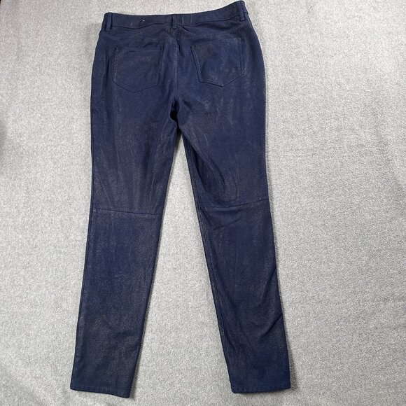 Chicos Metallic Faux Suede Navy Pull On Slim Pants Size 0.5 (Fits 6) - Picture 12 of 16
